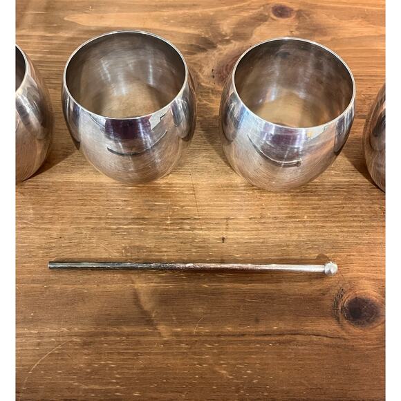 Poole EPCA Silverplate Punch Set 6pc #834 #837 Bowl Cups Swizzle Stick Vtg MCM - Picture 10 of 13